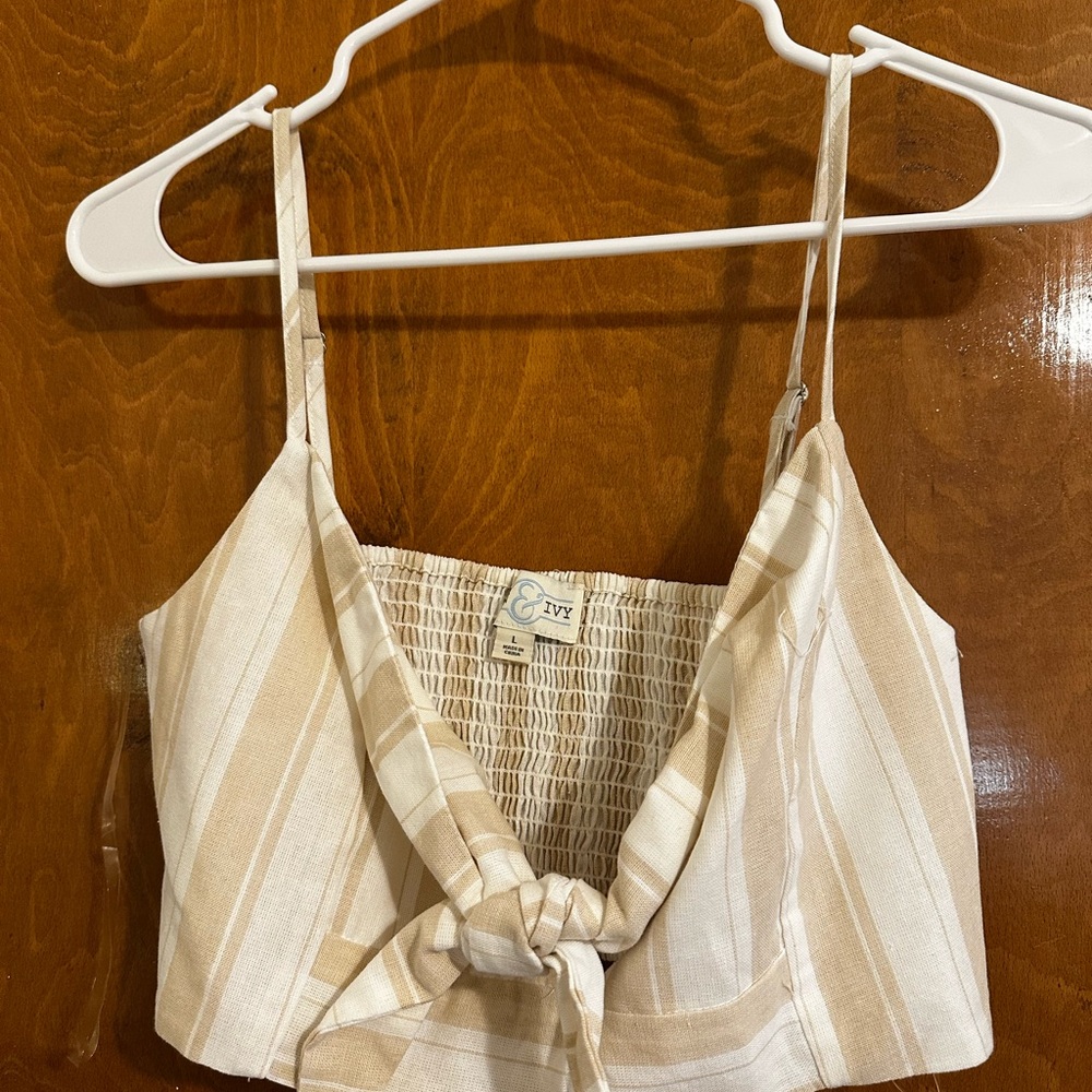 Women's Striped Tan Crop Top